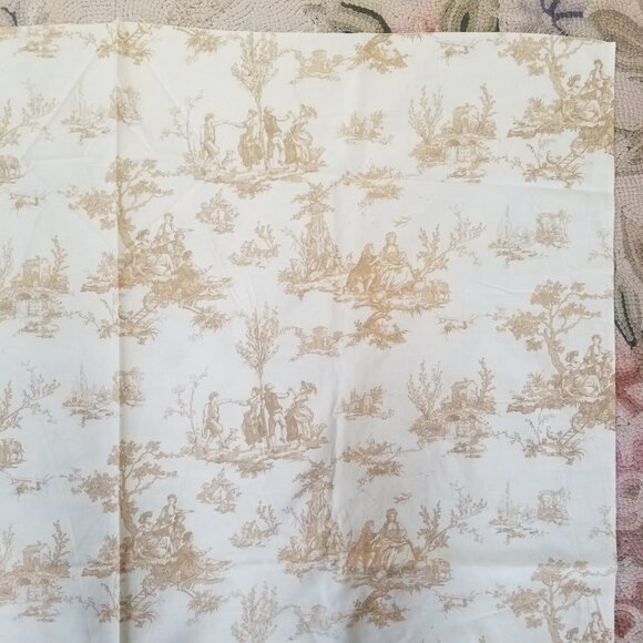 Lovely Toile French Country Fabric by Michael Miller in Gold and Creamy White - Picture 4 of 10